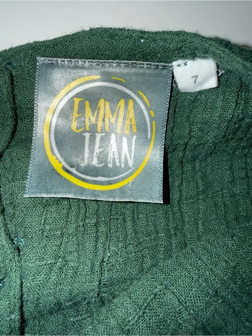Emma Jean Dark Green Textured Knit Top with Contrast Logo Tag
